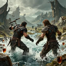 Skyrim gameplay of alcohol floods, Digital art