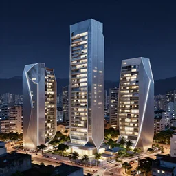 futuristic geometric houses favela night 3 d render