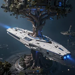 the interstellar cruise ship yggdrasill, a kilometer long tree from god's grove driven by hawking drive generators and protected by the most complex force shields and erg force fields.