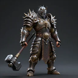 warrior with spiky armour and a mace, highly detailed, 4k, HDR, award-winning, octane render, artstation