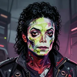 michael jackson! cell shaded! scary head portrait of  michael jackson zombie cyborg as beeple concept art, llustration, postapocalyptic grunge, concept art by beeple, highly detailed, sharp focus,alien, HQ, 4K ,art by beeple