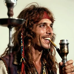 half - body portrait of hippie with hookah racket masterpiece happiness by jim burns doyle, tim detailed ultrarealistic side view 1 9 6 0 s expressive eyes dynamic cinematic dramatic