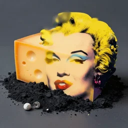a black hole made of cheese in the style of Andy Warhol