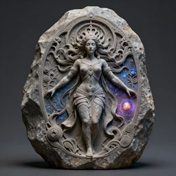 cosmic revelations upon a magical carved stone beautiful art goddess insane crazy potential, trending on ArtStation