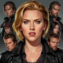 old solid snake played by by mature scarlett johansson, face portrait, hd shot, digital portrait, elegant, beautiful, fantasy art, artstation, comic style, by artgerm, guy denning, jakub rozalski, magali villeneuve and charlie bowater