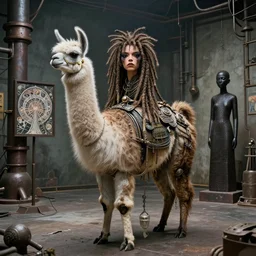 llama with dreadlocks, industrial scifi, by mandy jurgens, ernst haeckel, el anatsui, by hsiao, james jean