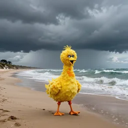 big bird storming the beaches of normandy, colorized, interpretation