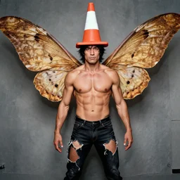 ripped physique winged man Norm MacDonald disguised as a mothra whilst wearing a traffic cone hat cliff chiang roc upchurch brian k. vaughan vanesa r. del ray joelle jones mike mignola