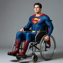 Photorealistic superman in a wheelchair