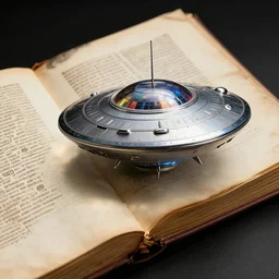 ufo spaceship, ancient, photo of a 1 5 th century codex book, 8 k