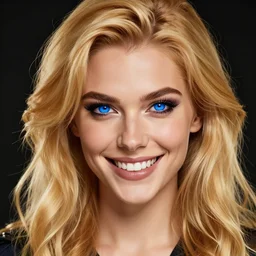 an insanely detailed realistic depiction of haley from stardew valley with a sly grin, flowing golden blonde hair, sapphire blue eyes, perfect makeup, perfect teeth, in the style of peter mohrbacher, artgerm, dramatic lighting and composition, octane render, trending on artstation, concept art 8 k