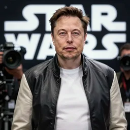 Elon Musk in Star Wars, highly detailed, high quality, HD, 4k, 8k, Canon 300mm, professional photographer, 40mp, lifelike, top-rated, award winning, realistic, sharp, no blur, edited, corrected, trending