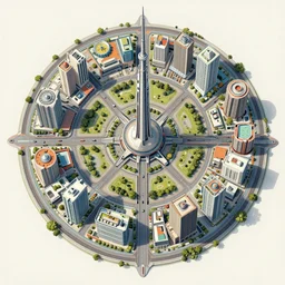 futuristic quezon city circle, illustration painting, intricate, detailed illustration, hd, digital art, overdetailed art, concept art, complementing colors, detailed, illustration painting by leonardo da vinci, digital art, overdetailed art, concept art, complementing colors rendered by beeple, syd meade,