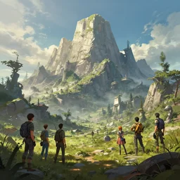 photo environement post futurist montain : 4, 4 k rtx hdr volume light concept studio matte painting environement digital illustration style art that looks like it is from borderlands and by feng zhu and loish and laurie greasley, victo ngai, andreas rocha, john harris by jesper ejsing, by rhads, makoto shinkai and lois van baar
