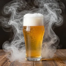 a beer pint surrounded by white smoke by randolph caldecott. masterpiece. hq. centered. in - frame