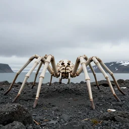 giant spider skeleton in Iceland. In the style of MidJourney