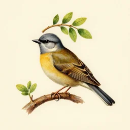 matchbox vintage illustration of a bird with a branch of leaves on his peak