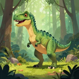 high detailed, shape focus, central composition, by anton fadeev, very cartoon, an illustration of a post - dinosaur in the woods, trending on artstation