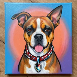 painting of a dog in the style of chicano street style tattoo