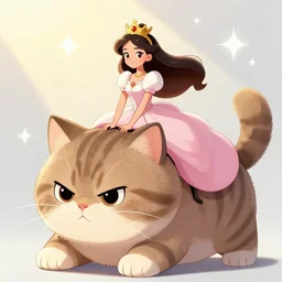 classy amazon princess girl riding an epic huge looking cute angry fuzzy tabby cat, white sparkles sunlight beams, Greg Hildebrandt, Mark Keathley