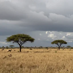 ancient earth, temperate savannah, cloudy weather
