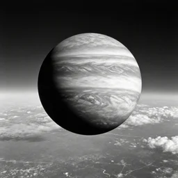 the planet jupiter colliding with the earth, photo taken from the surface of the earth, black and white, spielberg, 3 5 mm film, cinematic 4 k