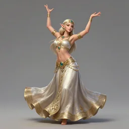 a highly detailed illustration of an elegant elf arabian dancer, gracefully belly dancing pose, waving arms, intricate, elegant, highly detailed, centered, digital painting, artstation, concept art, smooth, sharp focus, league of legends concept art, WLOP