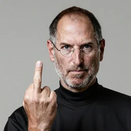 concept art of Steve Jobs, middle finger