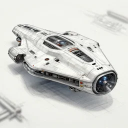 futuristic spaceship top and side profiles, 4k, engineering prototype, drafting paper