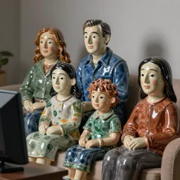 actors ceramic mask family watching tv, britt marling style 3 / 4, 8 k, sharp focus, soft light, volumetric lighting, highly detailed realistic, refined, artstation
