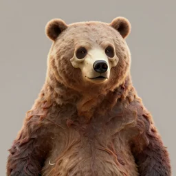 a mutated bear monster illuminated by warm light, skull protruding from face, warped flesh, dreamlike, intricate detail, 3d render, octane render, god rays, depth of field, trending on artstation, 4k, hd