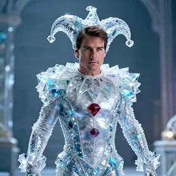 a cinematic still from jajaboonords flipjimtots, (tom cruise!!!) jester costume, crystalline, ((octane render, nvidia raytracing demo)), masterpiece