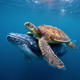 a turtle on a whale, photorealistic