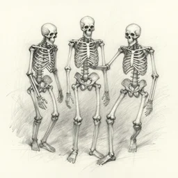 thin chaotic pen and pencil sketch of skeletons in perspective wireframe by finlay von patrick duffill wireframe, pencil smudges