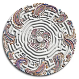 3d embossed bumpy swirling maze fractal haeckel paisley multicolor