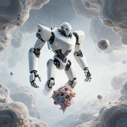 a machine god in the machine universe encounters a living being organic cosmos inside an asymmetric orthogonal non - euclidean upside down inside out world with an infinite cosmic spiral waterfall of living information, inspired by android jones and beeple and carne griffiths, hyperrealistic, extreme detail, digital art, concept art, rendered in cinema 4 d, cryengine 8 k