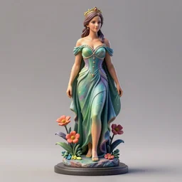 3D resin miniature sculpture of Emma Watson by Jean-Baptiste Carpeaux and Luo Li Rong, Queen of Nature, beautiful body and face, colorful, fresh colors, full length shot, elegant, academic art, realistic, 8K, Product Introduction Photo, Hyperrealism. Subsurface scattering, raytracing, Octane Render, Redshift, Zbrush, simple background