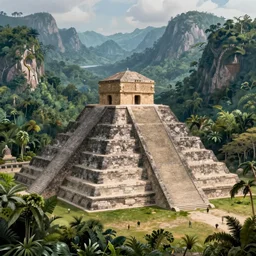 a beautiful and highly detailed digital painting of a stone pyramid in the centre of a massive lush mountainous jungle, intricate details, epic scale, hyperdetailed, hyperrealism, artstation, cgsociety, 8 k, sharp focus, by caspar friedrich, albert bierstadt, james gurney,