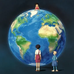 earth, in the style of studio ghibli, j. c. leyendecker, greg rutkowski, artgerm