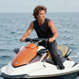 john connor on a jet ski 35mm film 4k