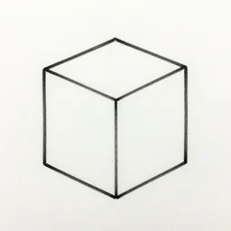 minimalistic, simple crayon line drawing of a hypercube.