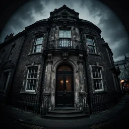 whitechapel 1888, very dark and intense, trending on artstation, 8K, ultra wide angle, pincushion lens effect