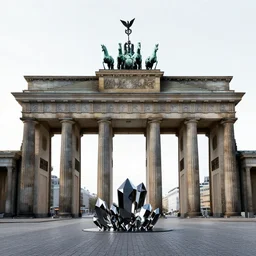 brandenburgertor with gothic crystals black shiny metallic photorealistic detailed octane render