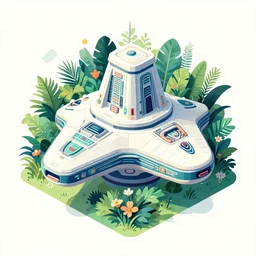 ( ( dither ) ), editorial illustration portrait of an isometric mayan spaceship, foliage overgrowth, flowers, modern art deco, ( ( mads berg ) ), christopher balaskas, rich grainy texture, detailed, dynamic pose, matte print, risograph, wood block print, unreal engine, colorful, vibrant, brutalism