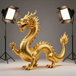 award-winning rare golden dragon photography, studio lighting n=4