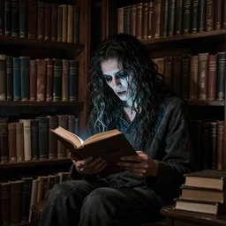 a misanthropic and cursed poet who reads many books in his great library and goes mad late at night