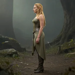 ray tracing, scarlett johansson as a elf, full body profile,