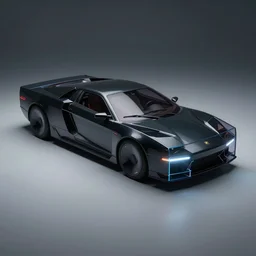 photo of a dark glass and plastic futuristic rectangular box sports car, unreal engine 5, raytraced, studio lighting, bladerunner 2 0 4 9