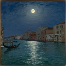 venice sinking into the water in the moonlight by albert goodwin ( 1 8 4 5 - 1 9 3 2 ), oil on canvas, 1 8 7 0