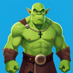 « a 2 d portrait of a muscular green orc, reddit contest winner, ilya kuvshinov, 2 d art, parallax »